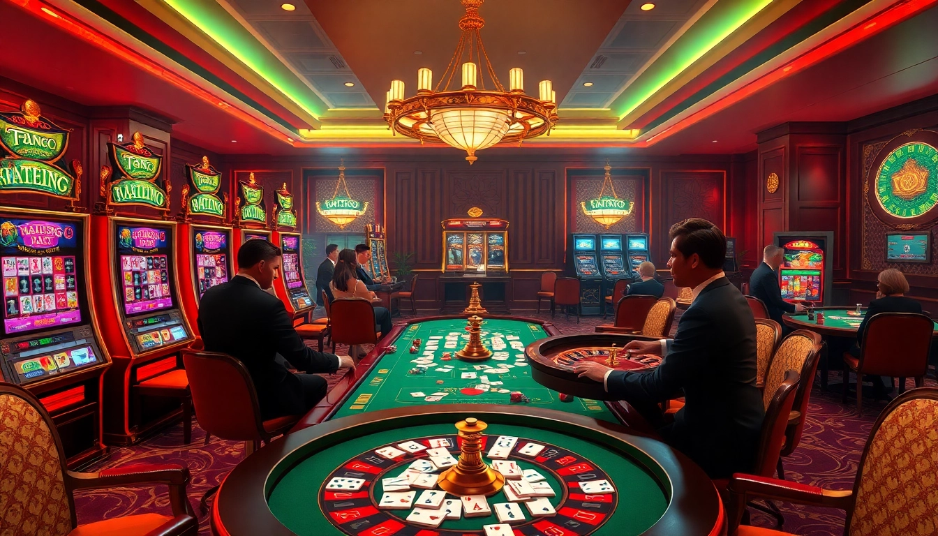 Experience Mahjong Ways 2 excitement at a luxurious casino with vibrant slot machines and engaging gameplay.