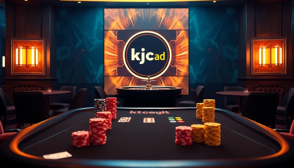 Engage in thrilling poker action at KJC's premier gaming experience https://kjc.ad/, featuring luxurious tables and vibrant chips.