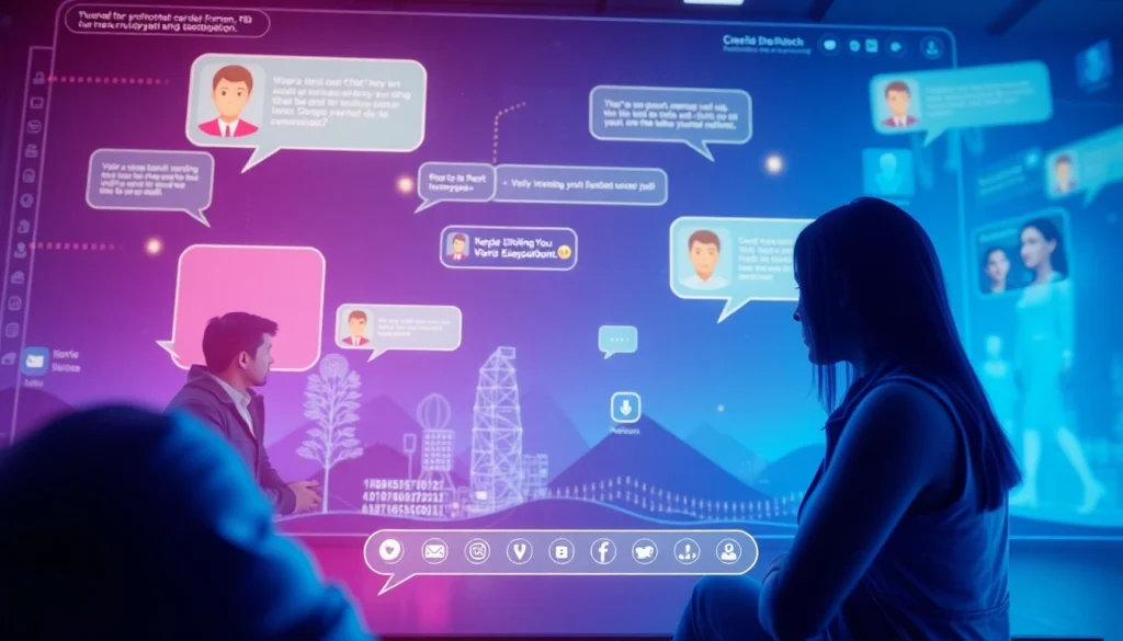 Interactive AI chat interface illustrating ai chat porn features in a vibrant digital landscape.