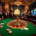 Pemain kasino datukwin yang bermain di meja roulette mewah dengan chip poker berwarna-warni.