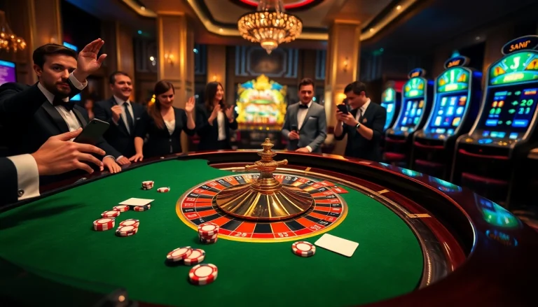 Pemain kasino datukwin yang bermain di meja roulette mewah dengan chip poker berwarna-warni.