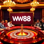 Players enjoying thrilling games at WW88 casino with vibrant roulette table.