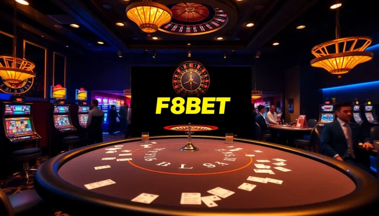 Experience thrilling gaming at https://f8bet.net.in/ with vibrant casino visuals showcasing poker, slots, and roulette.
