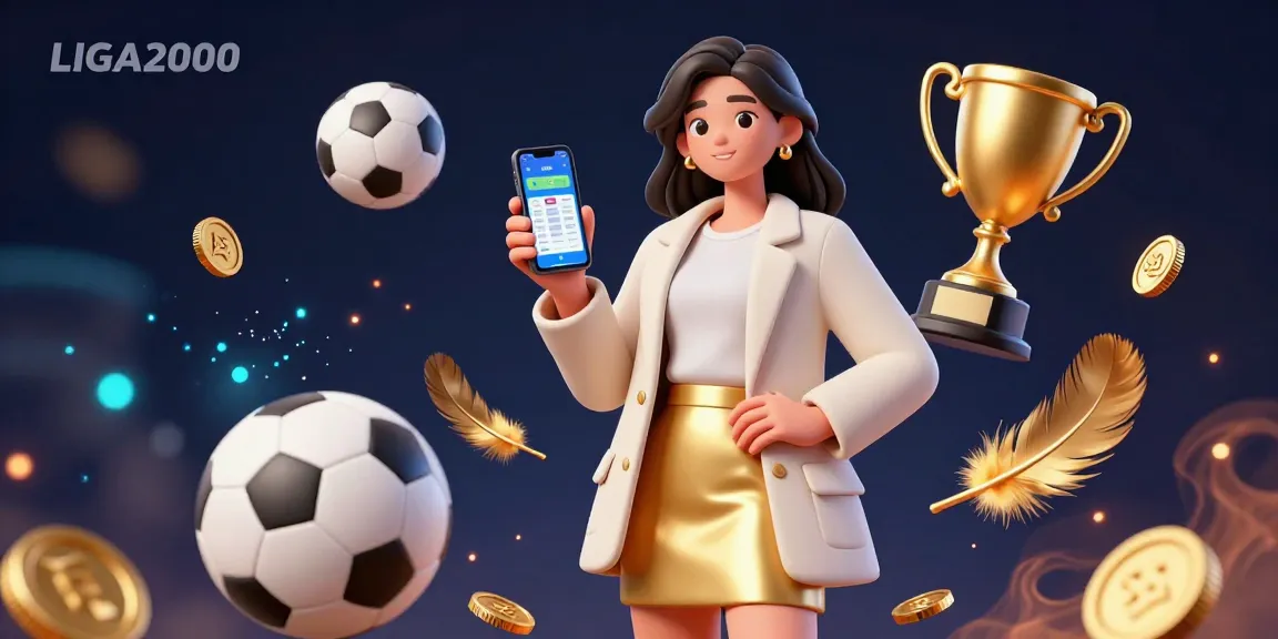 Aplikasi taruhan olahraga LIGA2000 ditampilkan oleh seorang wanita Asia yang dengan antusias terlibat dalam perjudian online.