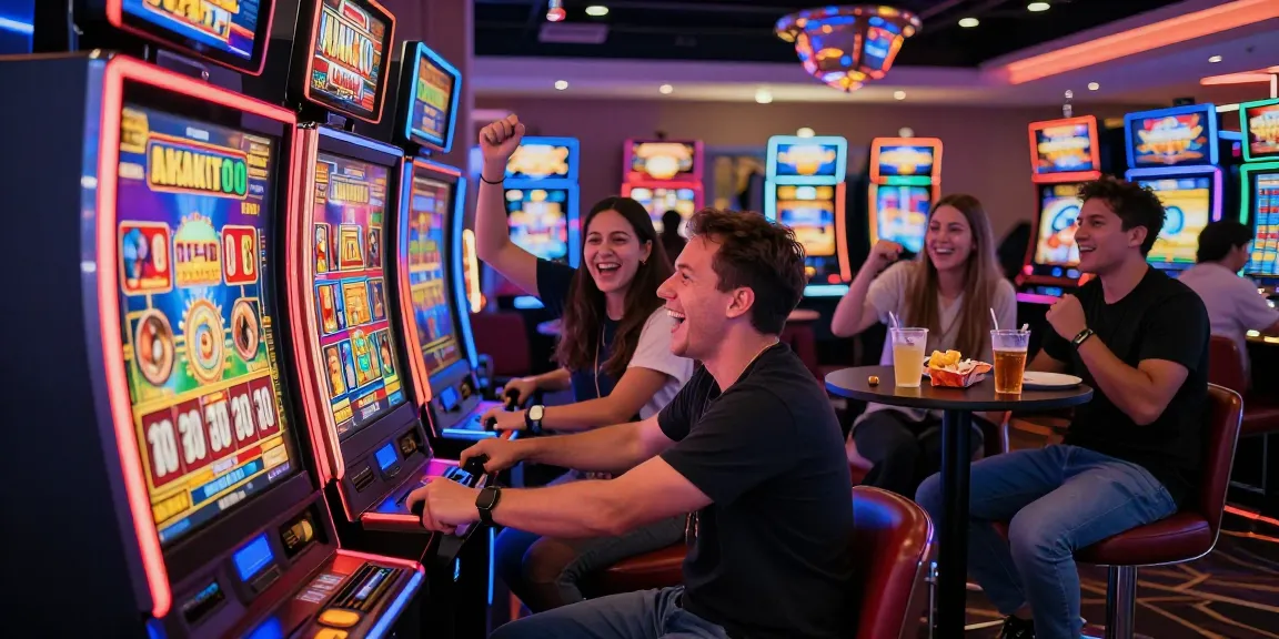 Exciting pajaktoto slot gaming scene with diverse players celebrating wins in a vibrant casino atmosphere.