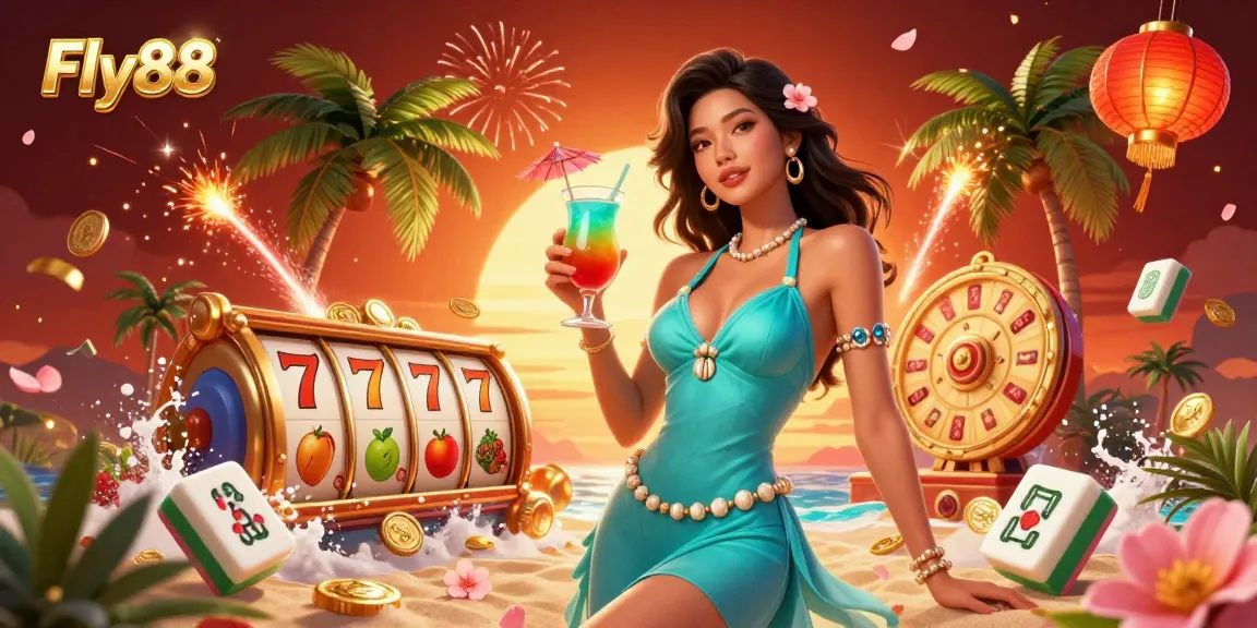 Engage with exciting Fly88 slot games featuring vibrant reels, golden prizes, and dynamic elements.